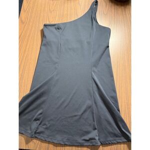 Willit Womens One Shoulder Athletic Dress Black Built-in Bra Tennis Golf Large